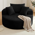 Oversized Round Chair Lounge Chaise Indoor, Upholstered Corduroy Deep Seat by Lakifun
