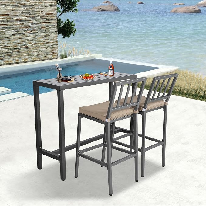 Outdoor Patio Bar Set, Bar Height Patio Dining Set, Weather-Resistant Bistro - Image 7