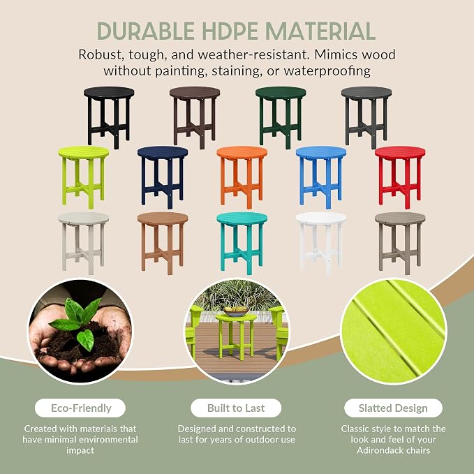 WestinTrends Dylan Adirondack Round Outdoor Side Table - Image 6