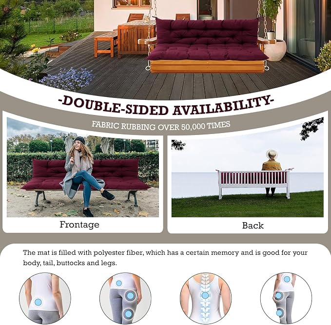Outside Benches Cushion with Backrest, Thicken Waterproof Swing Cushions 2/3 - Image 4