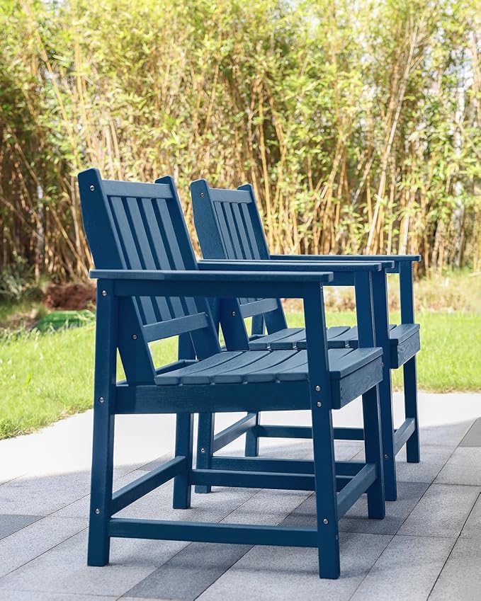Patio Dining Chair Set of 2, HDPE Outdoor Dining Chair, Ergonomic HDPE Dining - Image 9
