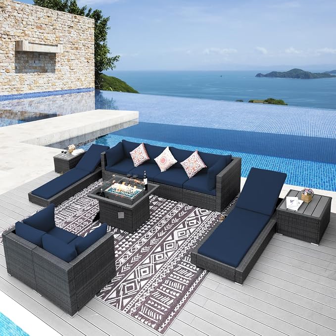 NICESOUL 11 Piece Sectional Patio Set by NICESOUL