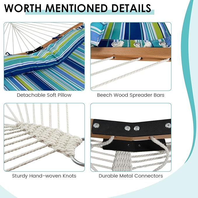 Tangkula 10.5FT Double Hammock, Heavy Duty Outdoor Hammock - Image 7