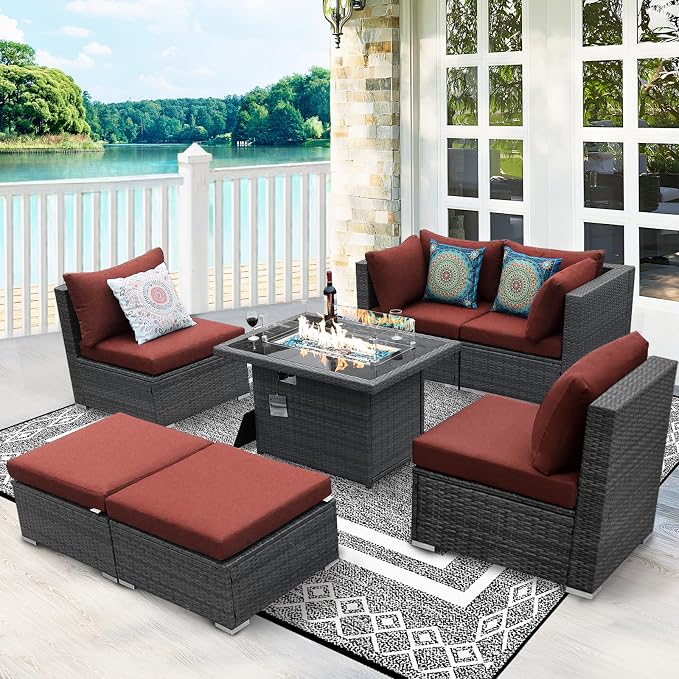 BULEXYARD 7 Piece High Back Outdoor Sectional Set - Image 9