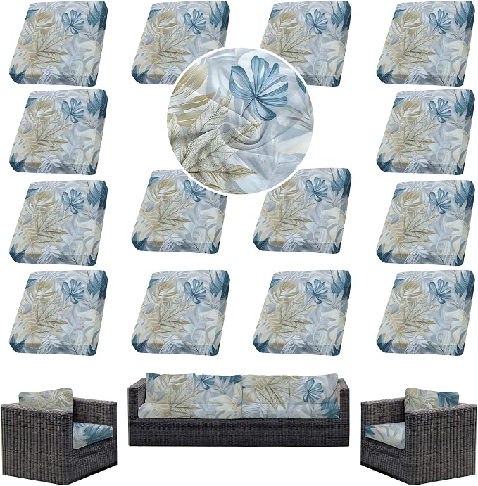 14Pcs Outdoor Cushion Covers, Patio Cushion Covers, Stretch Elastic Slipcovers by dreahoteztil
