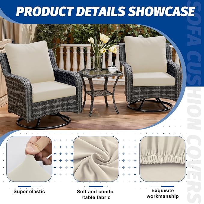 Patio Stretch Cushion Covers, Outdoor Sofa slipcovers - Image 3