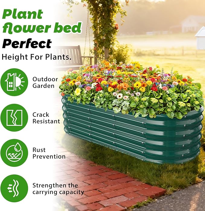 17" Tall Outdoor Garden Raised Garden Bed Kits, 5ft X 2ft Oval, 0.8MM Thick - Image 2
