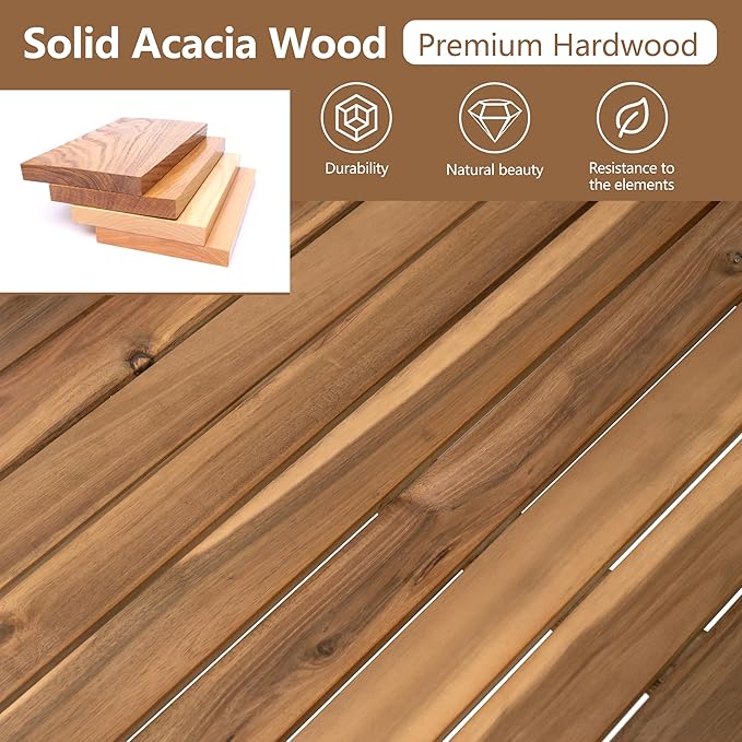 4 Pieces Patio Conversation Set, Outdoor Acacia Wood Sectional Patio Sofa Set - Image 5