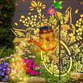 Solar Powered Hummingbird with Flowers Watering Can Lights Waterproof Outdoor by YJFWAL