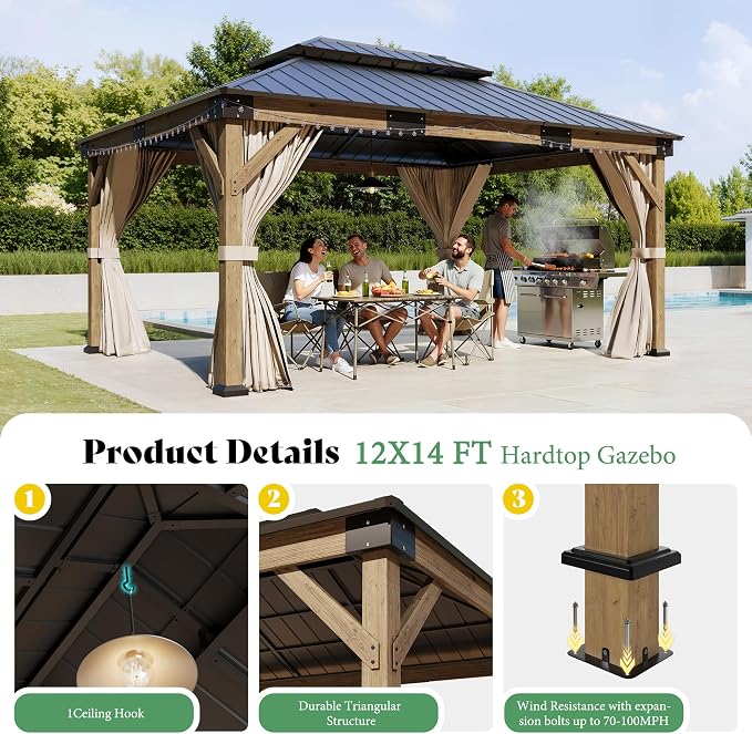 AMERLIFE 12' x 14' Heavy Duty Hardtop Gazebo - Image 3