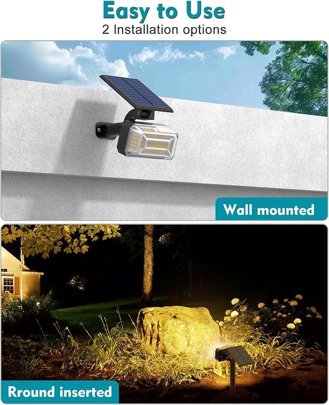 Solar Spot Lights Outdoor Waterproof IP65, 102 LEDs Solar Spotlights - Image 6