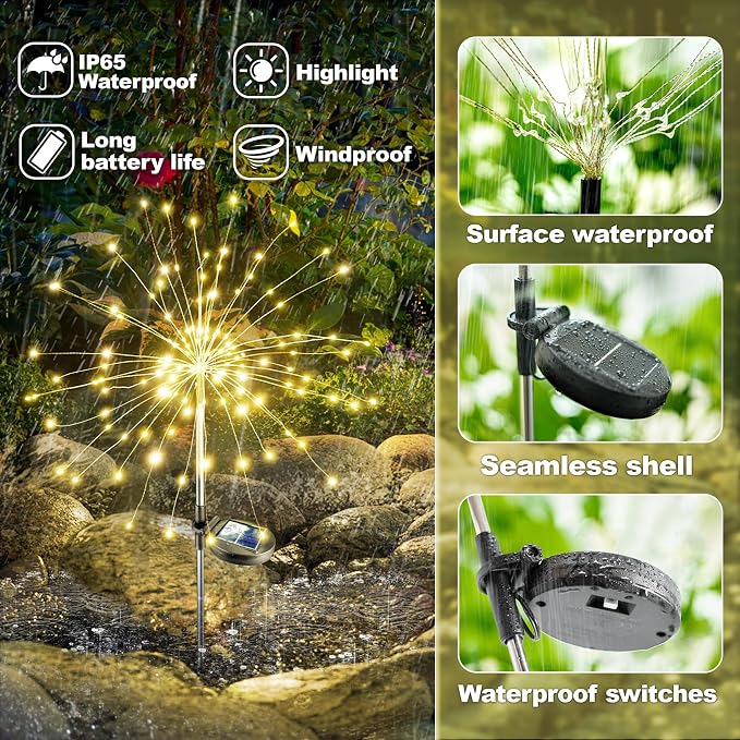 Anordsem Solar Lights Outdoor Waterproof: Garden Light Solar Powered - Image 5