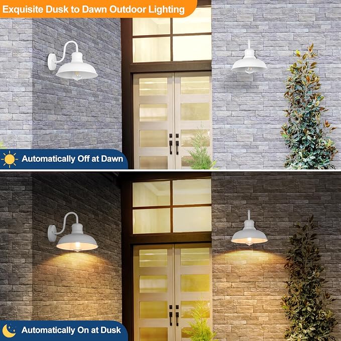 TOBUSA 2-Pack Dusk to Dawn Outdoor Wall Lights, Exterior Farmhouse Gooseneck - Image 2