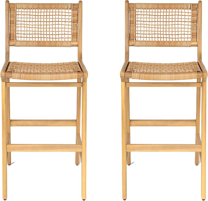 Christopher Knight Home Merry Patio Acacia Wood Bar Stool Set of 2, Counter - Image 3