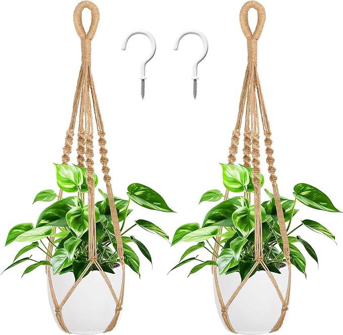 Augshy 27 Inch Macrame Plant Hanger, 2 Packs Plant Hangers by Augshy