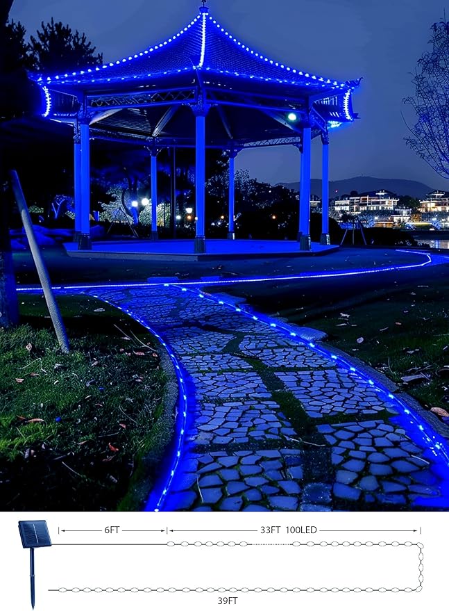 Brightown Solar String Lights Outdoor, 39FT 100 LED Rope Lights Solar Powered - Image 7