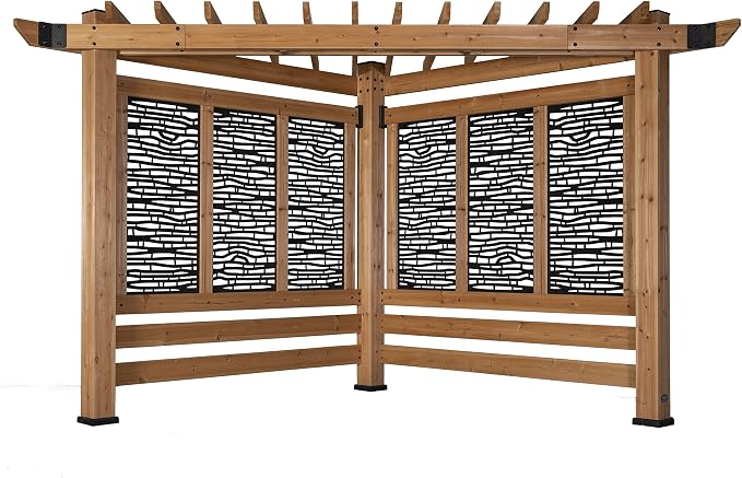 Backyard Discovery Verona 12' x 8' Cedar Wood Cabana Corner Pergola - Image 2