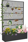 Metal Planter Box with Trellis 47" L x 16" W x 72" H, Raised Garden Bed with by Toriexon