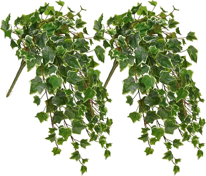 Hollyone 2pcs Artificial Hanging Plants 24" Fake Ivy Vine Faux Ivy Leaves by Hollyone