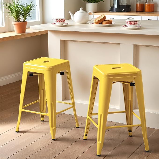 Furmax 24 Inch Metal Bar Stools Set of 4, Counter Height Bar Stools Height High - Image 2