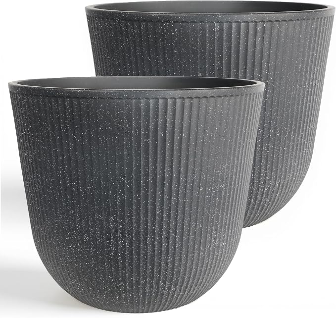 WORTH Garden Round Large Planter Pot Set of 2-17.5" Dia x 15.5" H by WORTH