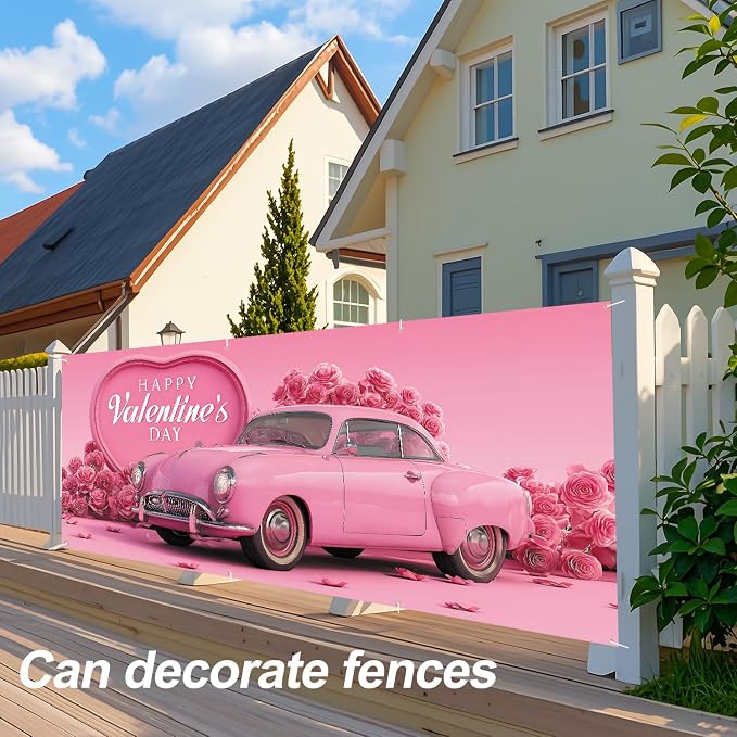 Valentine’s Day Garage Door Banner 6x13FT, Romantic Outdoor Decoration - Image 5