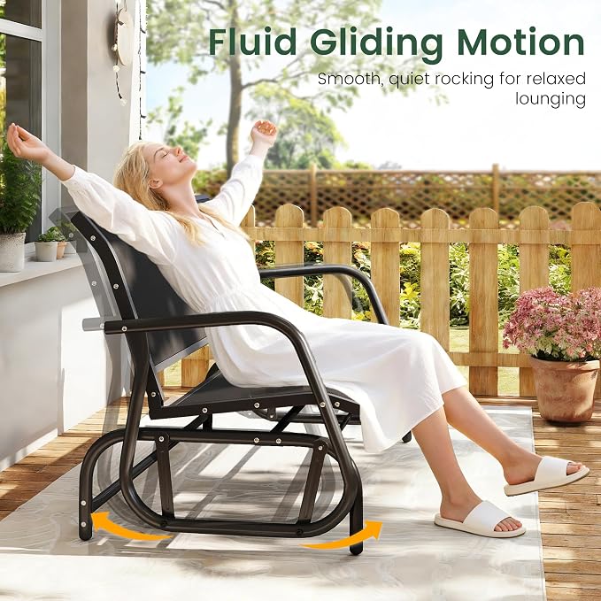 Patio Outdoor Glider Bench, High Backrest and Breathable Mesh Fabric, Yard - Image 4