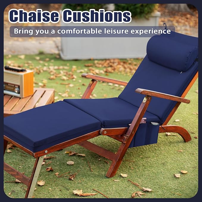 RattanView 2 Pcs Outdoor Chaise Lounge Cushion - Image 5