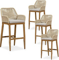 PURPLE LEAF Outdoor 29" Bar Stools Set of 4, Boho Patio Bar Height Chair by PURPLELEAF