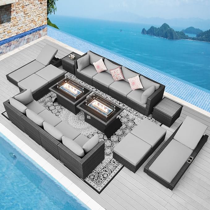 NICESOUL 18 Piece Extra Large Luxury Patio Furniture Set by NICESOUL