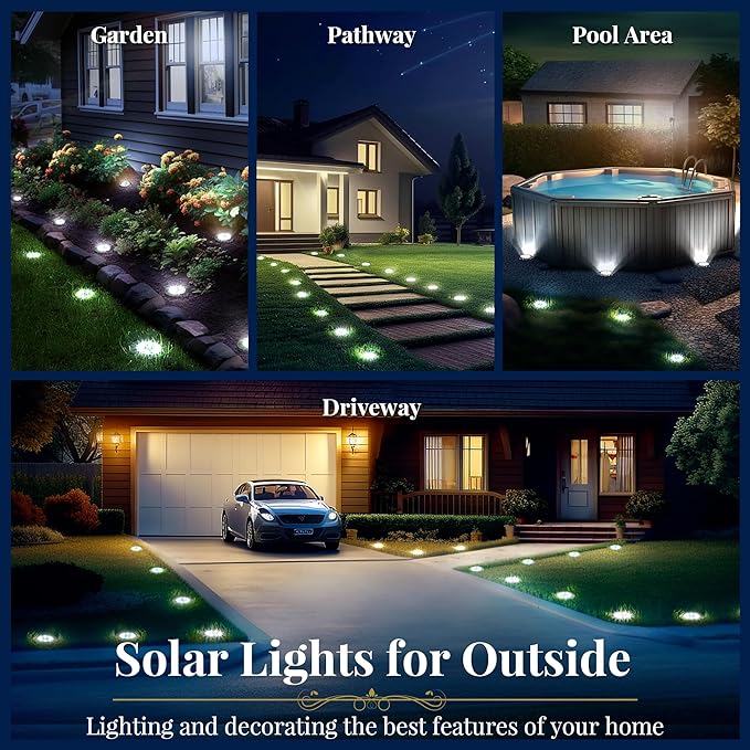 SOLPEX Solar Ground Lights, 16 Pack Solar Lights Outdoor Waterproof, 8 LED - Image 2