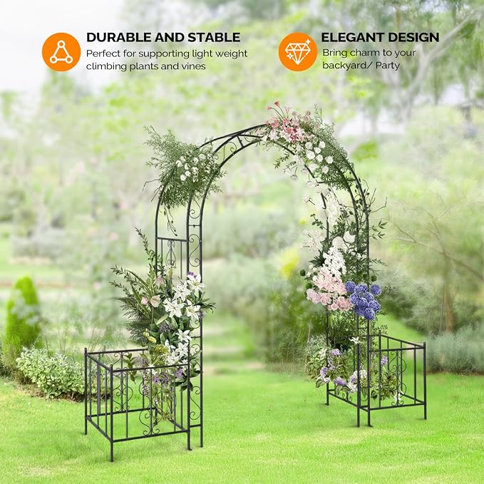 VINGLI Garden Arbor Arch, Wedding Arch Archway - Image 4