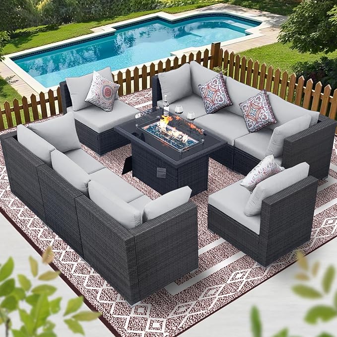 BULEXYARD 9 Piece High Back Outdoor Sectional Seating - Image 8