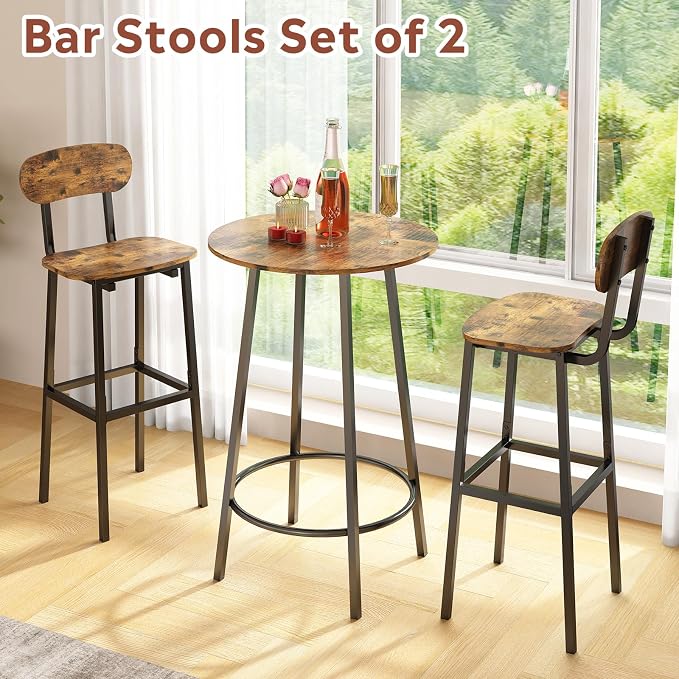 GILLAS Set of 2 Bar Stools, Modern Bar Stool - Image 3