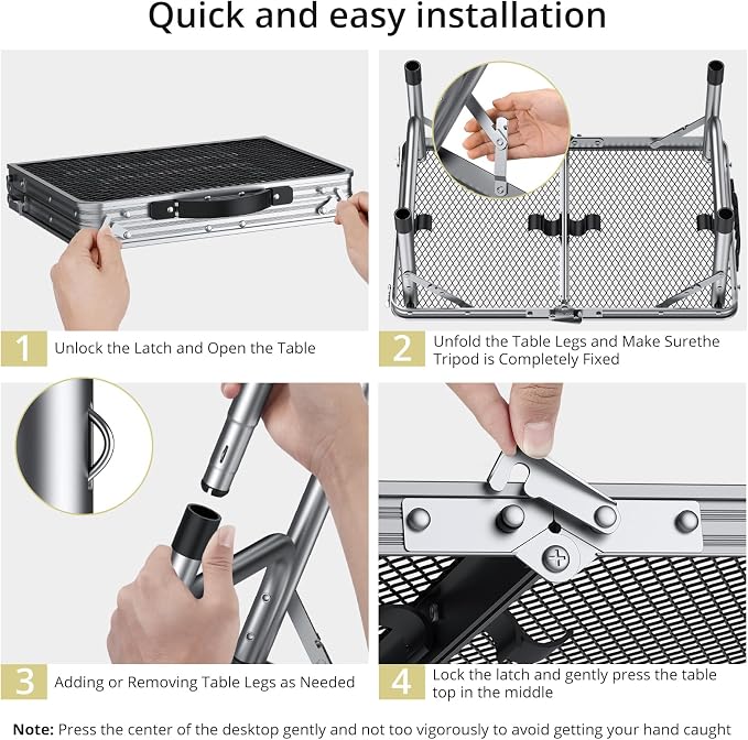 Anbte 2ft Folding Grill Table, Adjustable Height Max 27.5" Aluminum Camping - Image 9