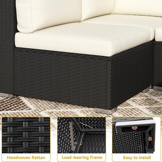 DWVO 7-Piece Patio Furniture Set, All-Weather PE Rattan Wicker Outdoor - Image 6