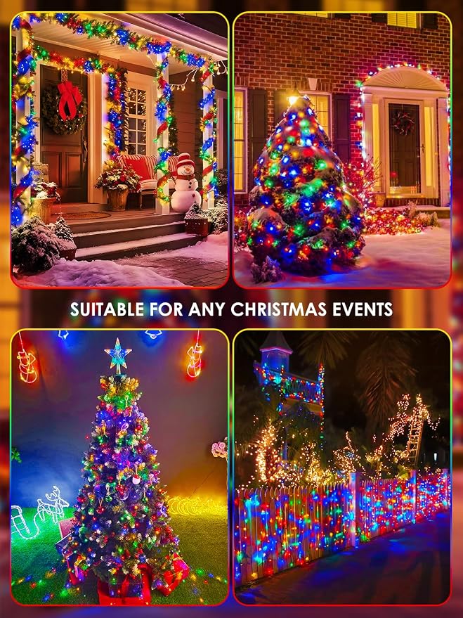 4pk Multi-Colored Solar Christmas Lights Outdoor Waterproof, 400 LED 132 FT - Image 5