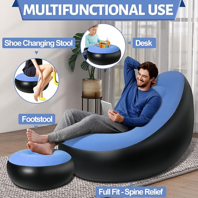 Inflatable Chair with Ottoman, Inflatable Couch - Image 3