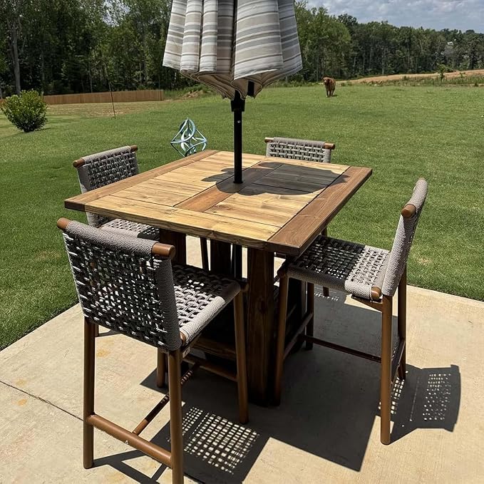 PURPLE LEAF Outdoor Counter Height Stools Set of 4 Aluminum Wicker Bar Stool - Image 3