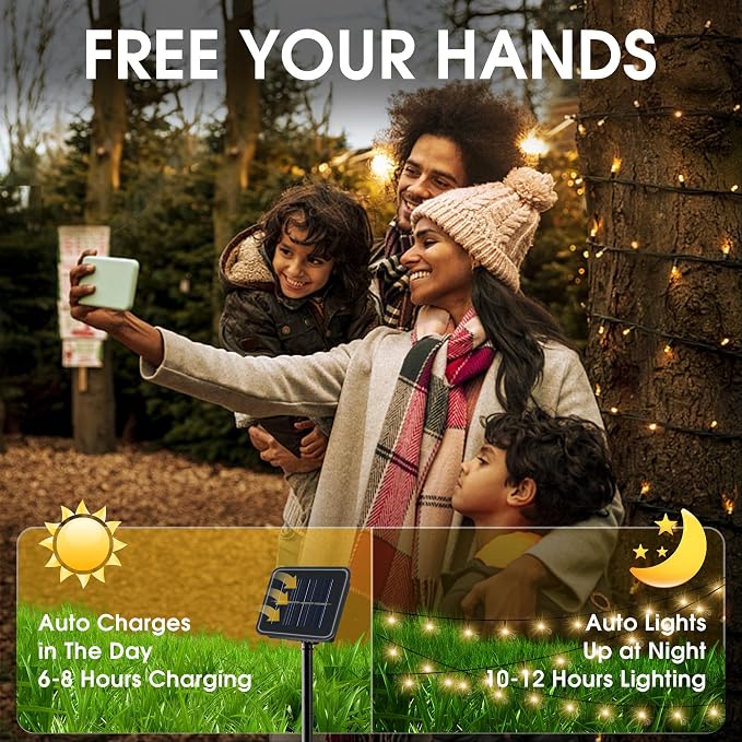 Solar String Lights Outdoor，2 Pack 79FT 200 LED Waterproof Solar Christmas - Image 3