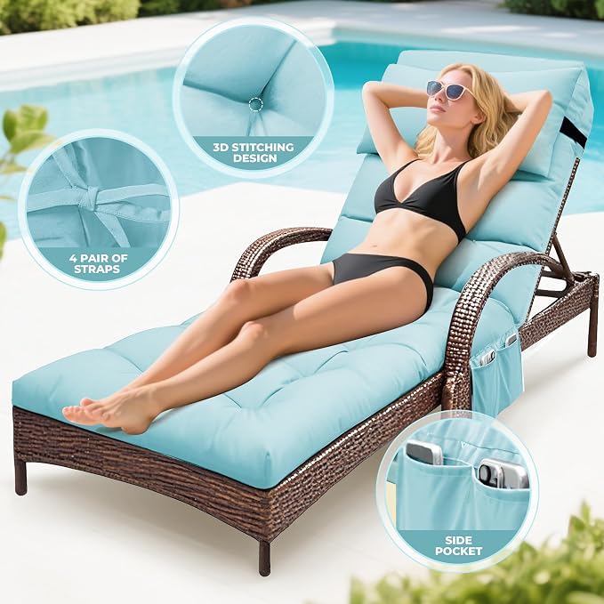 Outdoor Chaise Lounge Chair Cushion, Waterproof Outdoor Chair Cushions - Image 4
