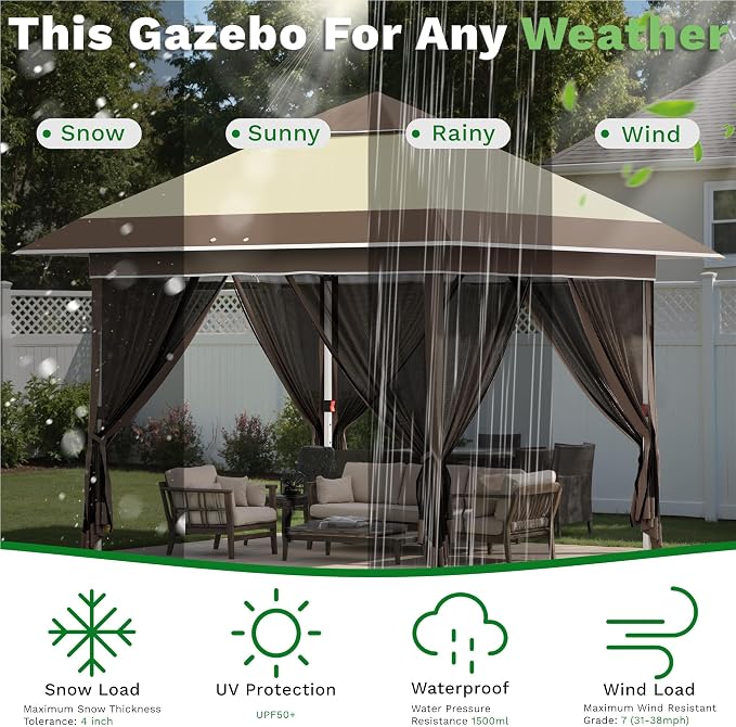Devoko 12x12 Pop Up Gazebo Canopy Tent - Image 5