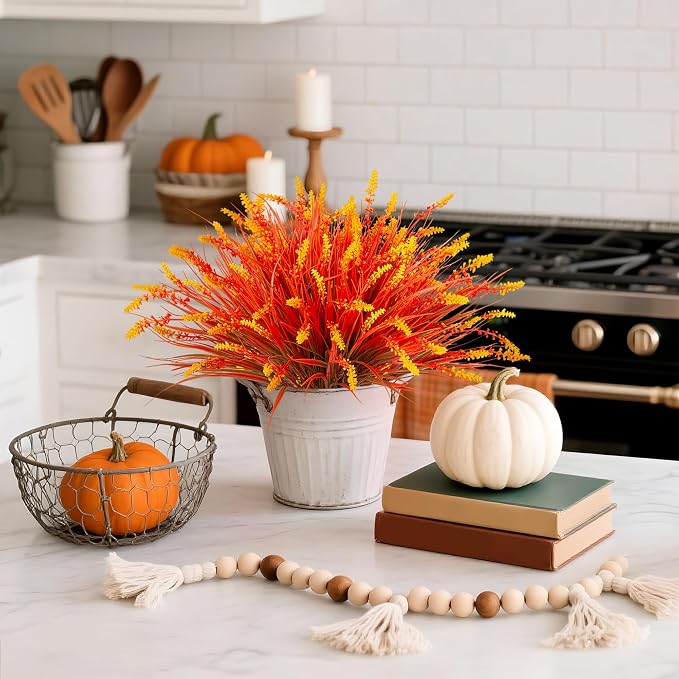 Artificial Fake Plants Flowers for Outdoors Fall Decor, 12 Bundles Fall Leaves - Image 8