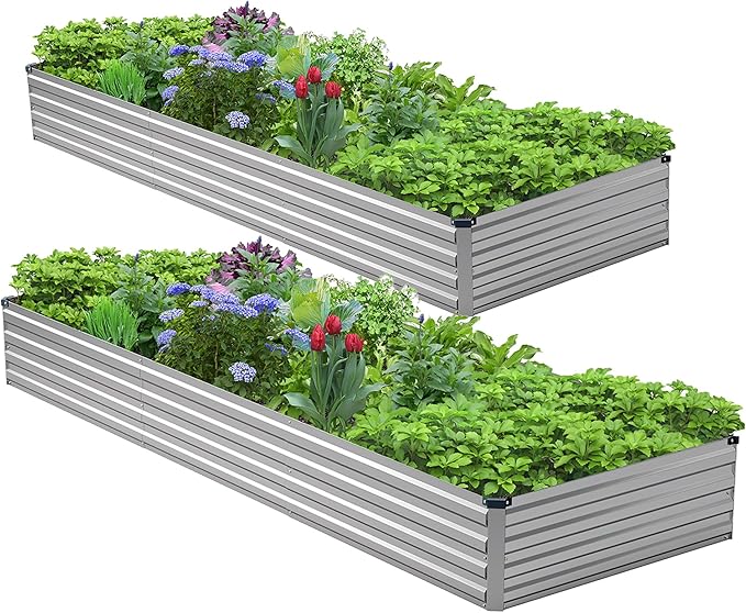 2PCS 10x3x1ft Galvanized Raised Garden Bed Kit, Metal Planter Box by Henshwon