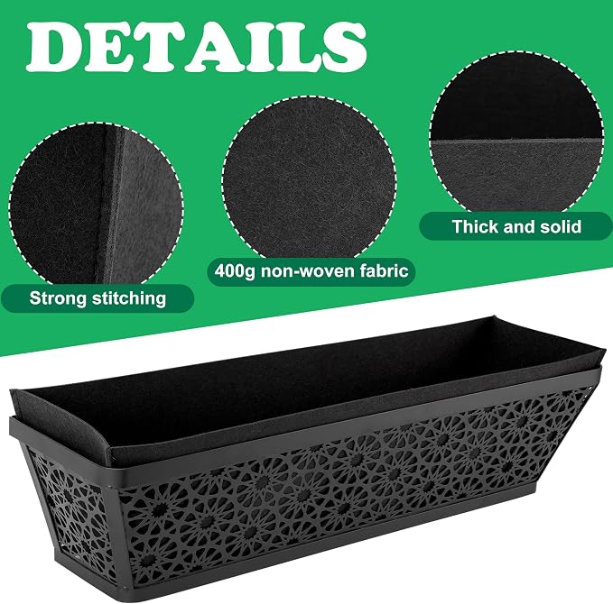 Adnee 2 Pcs 30 Inch Fabric Plant Window Box Liners-Rectangular Non-Woven - Image 3