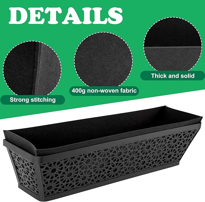 Adnee 4 Pcs 30 Inch Fabric Plant Window Box Liners-Rectangular Non-Woven - Image 3