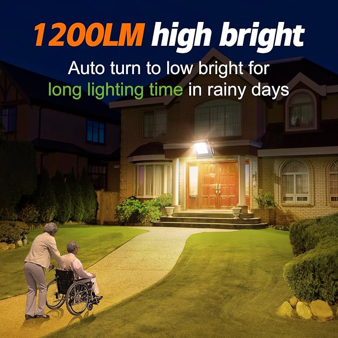 Solar Lights Outdoor Solar Flood Dusk to Dawn Lights 4400mAh 3000K Warm White - Image 2