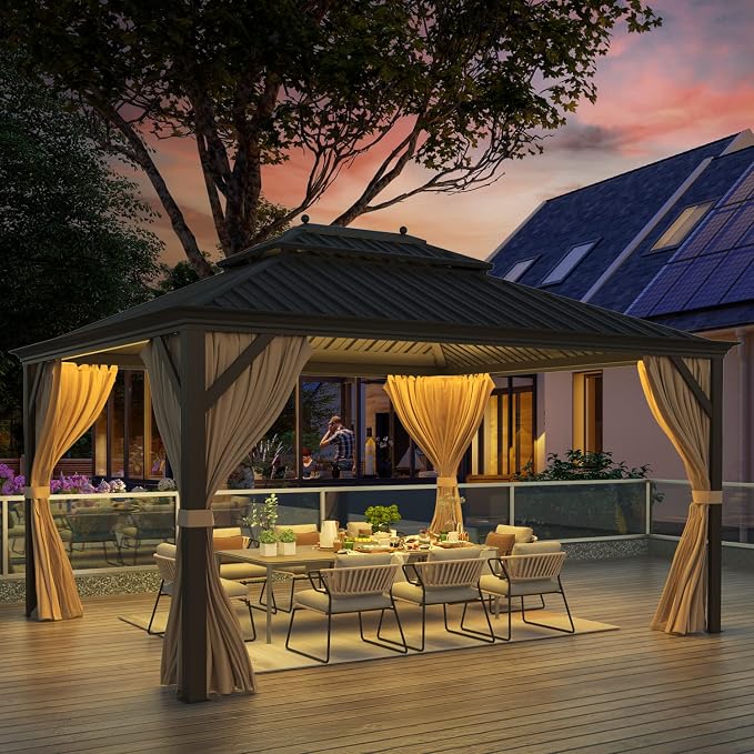 EROMMY 10' X 12' Permanent Hardtop Gazebo Aluminum Gazebos - Image 8