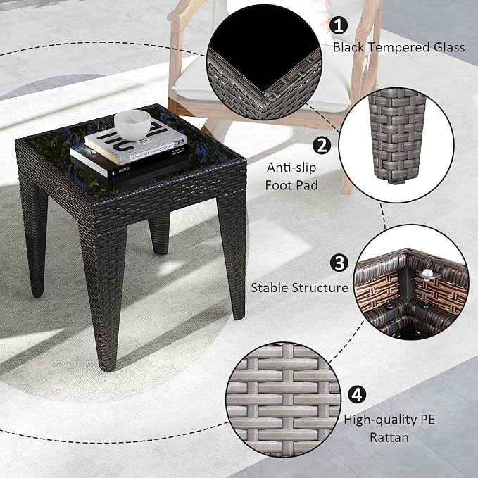 Kinfant Rattan Patio Side Table - Image 4