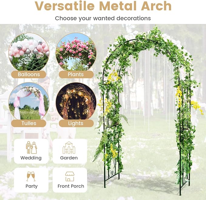 Moccha Garden Arch, 7.2Ft Metal Arbor - Image 7